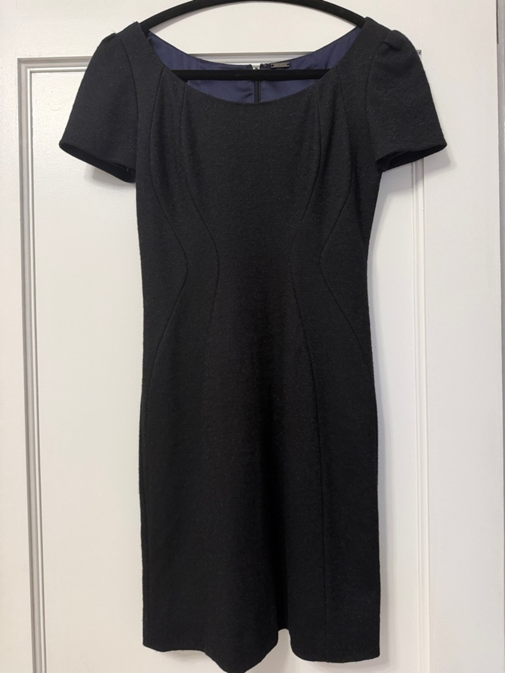 Elie Tahari Black Short-Sleeve Ponte Sheath Dress